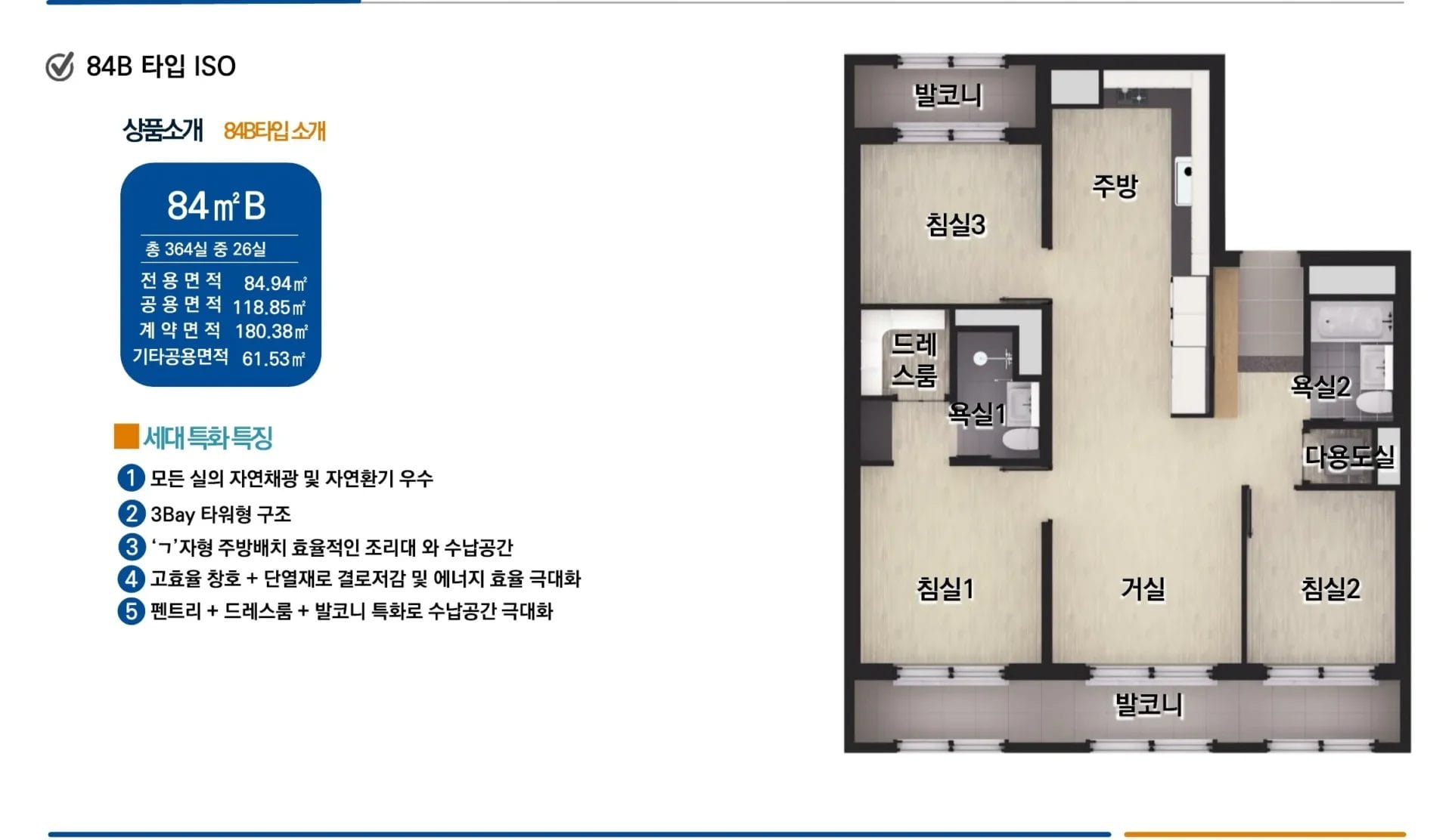 도안 상떼빌 센트럴시티 평형안내 84b